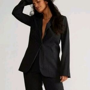 Norma Kamali Black Pinstripe Blazer